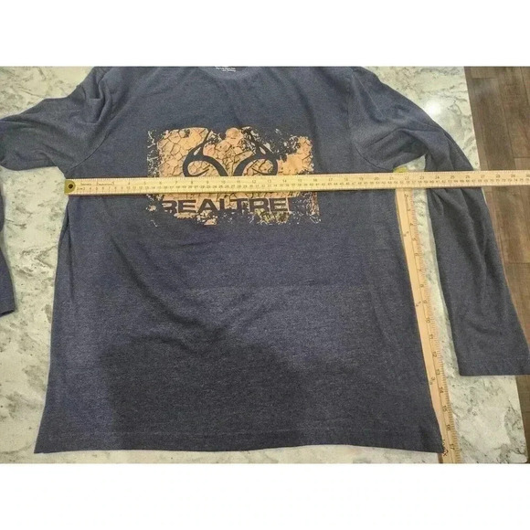 Realtree Men's Long Sleeve Classic Logo T-Shirt Navy Blue And Brown Size Large - Picture 5 of 5